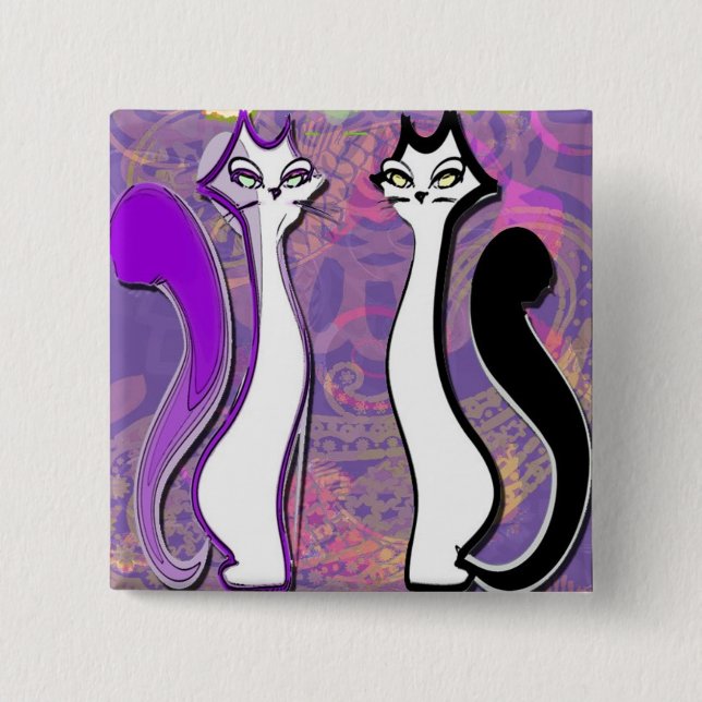 Bóton Quadrado 5.08cm Botão legal de Purrfectly (Frente)