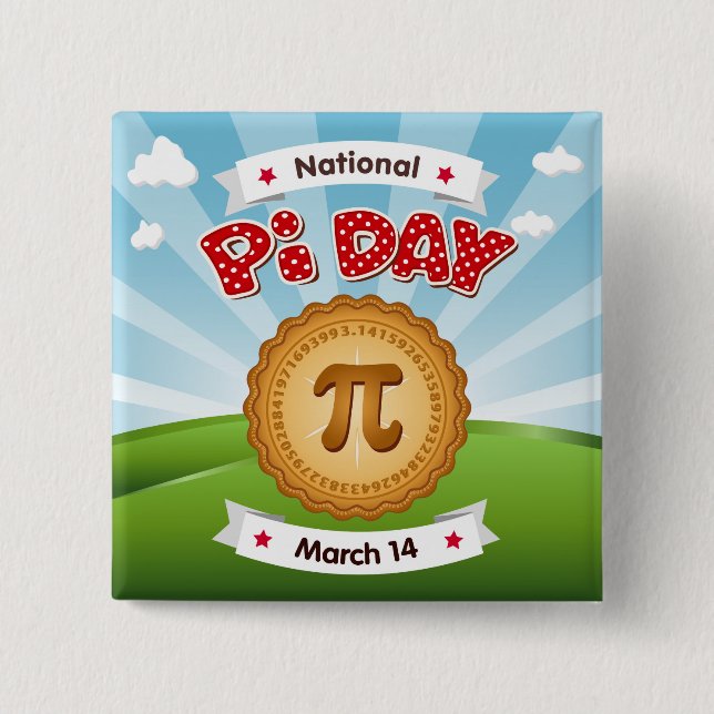 Bóton Quadrado 5.08cm Botão legal Pi Day (Frente)