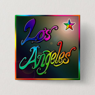 Bóton Quadrado 5.08cm Botão "Los Angeles Star 1"