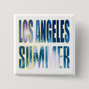 Bóton Quadrado 5.08cm Botão "Los Angeles Summer Letter Blue"