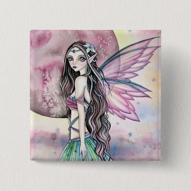 Bóton Quadrado 5.08cm Botão - lua enevoada (Frente)