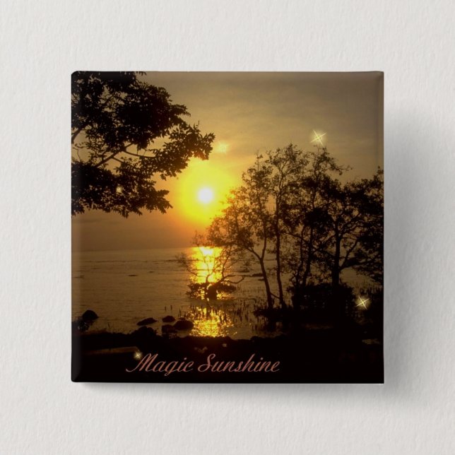Bóton Quadrado 5.08cm Botão Magic Sunshine (Frente)
