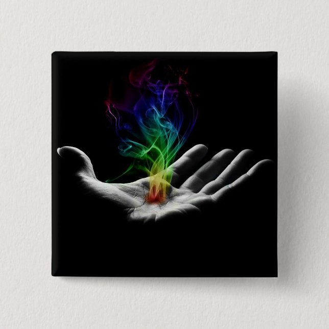 Bóton Quadrado 5.08cm Botão mágico da mão (Frente)