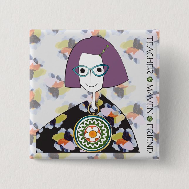 Bóton Quadrado 5.08cm Botão Mah Jongg Maven (Frente)