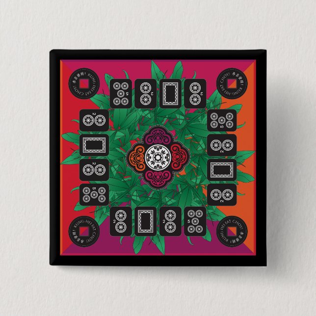 Bóton Quadrado 5.08cm Botão Mah Jongg Money Tree 2025 (Frente)