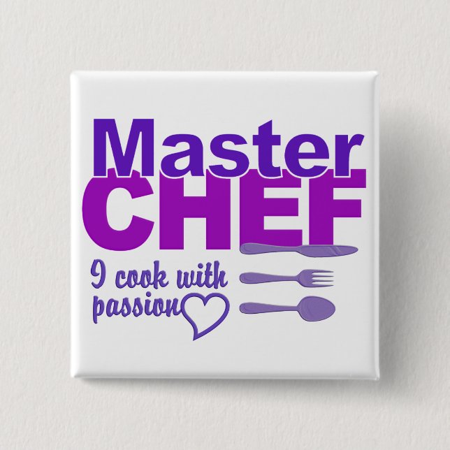 Bóton Quadrado 5.08cm Botão Master Chef (Frente)