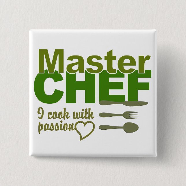 Bóton Quadrado 5.08cm Botão Master Chef (Frente)