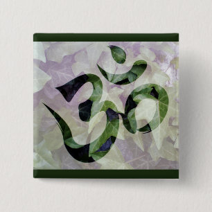 Bóton Quadrado 5.08cm botão meditação om