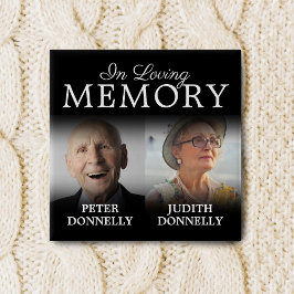 Bóton Quadrado 5.08cm Botão Memorial da Vida Dupla Celebração