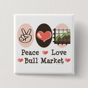 Bóton Quadrado 5.08cm Botão Mercado Bull de Paz Love