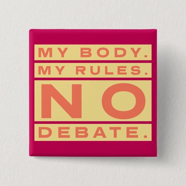 Bóton Quadrado 5.08cm Botão Meu Corpo (Frente)