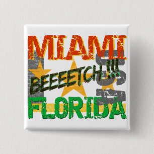 Bóton Quadrado 5.08cm Botão Miami Beeetch
