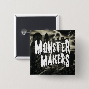 Bóton Quadrado 5.08cm Botão MONSTER MAKERS