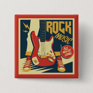 Bóton Quadrado 5.08cm Botão Música Retro Rock