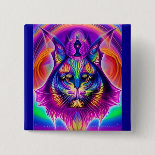 Bóton Quadrado 5.08cm botão mystical cat