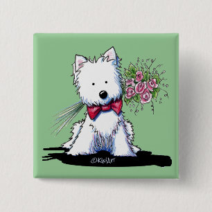 Bóton Quadrado 5.08cm Botão namorados Príncipe Westie Pin