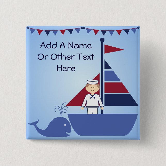 Bóton Quadrado 5.08cm Botão náutico personalizado (Frente)