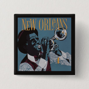 Bóton Quadrado 5.08cm Botão New Orleans Music