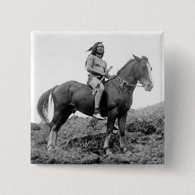 Bóton Quadrado 5.08cm Botão Nez Perce Warrior (Frente)