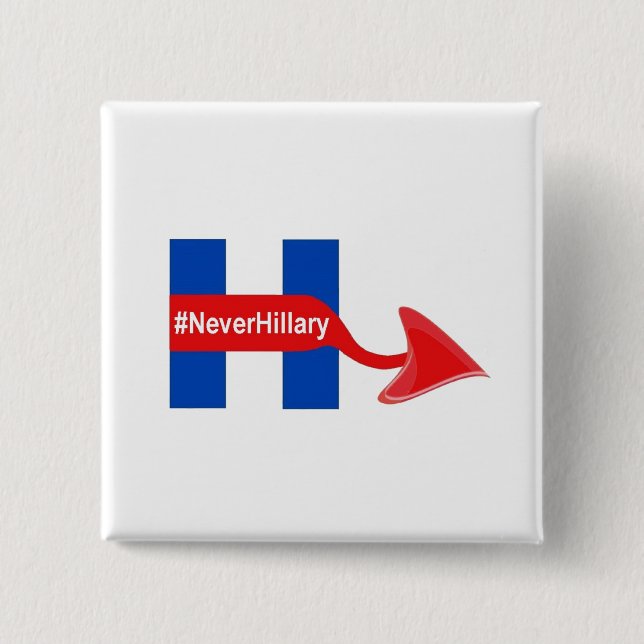 Bóton Quadrado 5.08cm Botão Nunca Hillary (Frente)