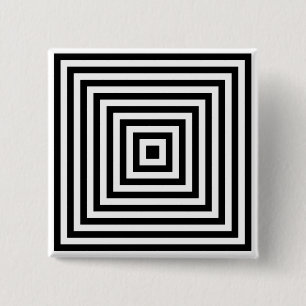 Bóton Quadrado 5.08cm Botão óptico da arte da infinidade concêntrica