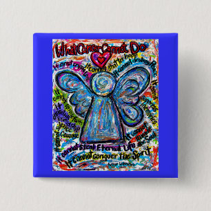 Bóton Quadrado 5.08cm Botão ou pino de pintura de anjo com Cancer color