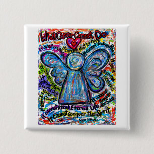 Bóton Quadrado 5.08cm Botão ou pino de pintura de anjo de Cancer colori