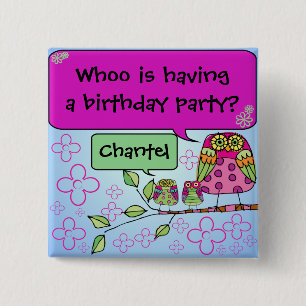 Bóton Quadrado 5.08cm Botão Owl Personalizado