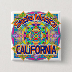 Bóton Quadrado 5.08cm Botão Papais noeis Mônica CALIFORNIA Happy