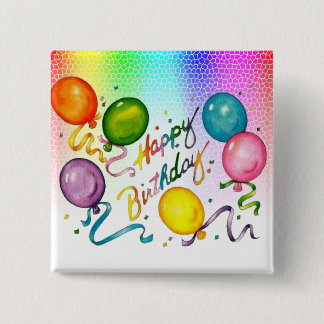 Bóton Quadrado 5.08cm Botão Parabéns