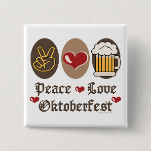 Bóton Quadrado 5.08cm Botão Peace Love Oktoberfest