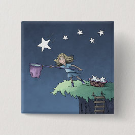 Bóton Quadrado 5.08cm Botão Pegar uma Estrela Descendente - Coletar Dese