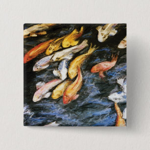 Bóton Quadrado 5.08cm Botão Peixe Koi