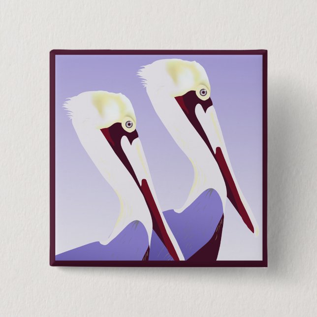 Bóton Quadrado 5.08cm Botão Pelican Pelanes (Frente)