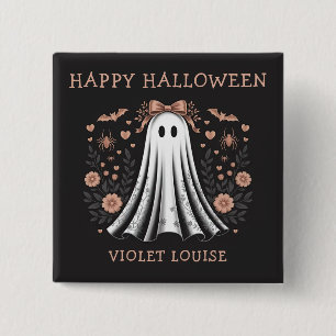 Bóton Quadrado 5.08cm Botão Personalizado do Feliz Halloween Ghost