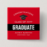 Botão Personalizado para Graduação Vermelha e Pret