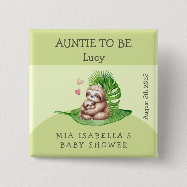 Bóton Quadrado 5.08cm Botão Personalizável do Chá de fraldas de Lama da  (Frente)