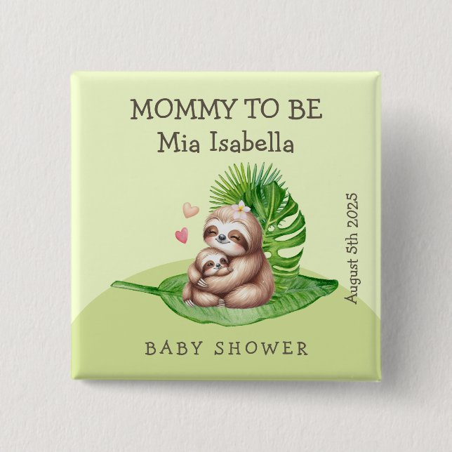 Bóton Quadrado 5.08cm Botão Personalizável do Chá de fraldas de Lama da  (Frente)