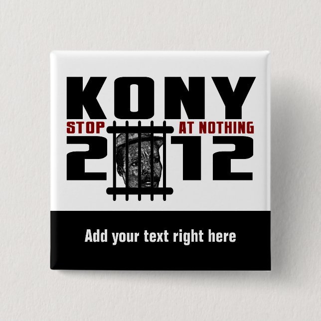 Bóton Quadrado 5.08cm Botão Personalizável KONY 2012 (Frente)