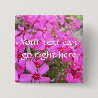 Bóton Quadrado 5.08cm Botão Phlox Rosa