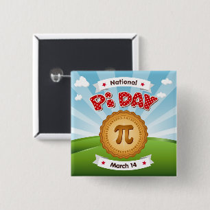 Bóton Quadrado 5.08cm Botão Pi Day