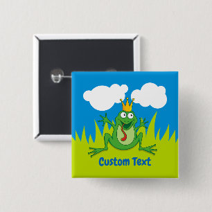 Bóton Quadrado 5.08cm Botão Pinback do Sapo Príncipe