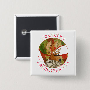 Bóton Quadrado 5.08cm Botão Pino Quadrado DANCER REINDEER