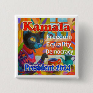 Bóton Quadrado 5.08cm Botão Político De Kamala