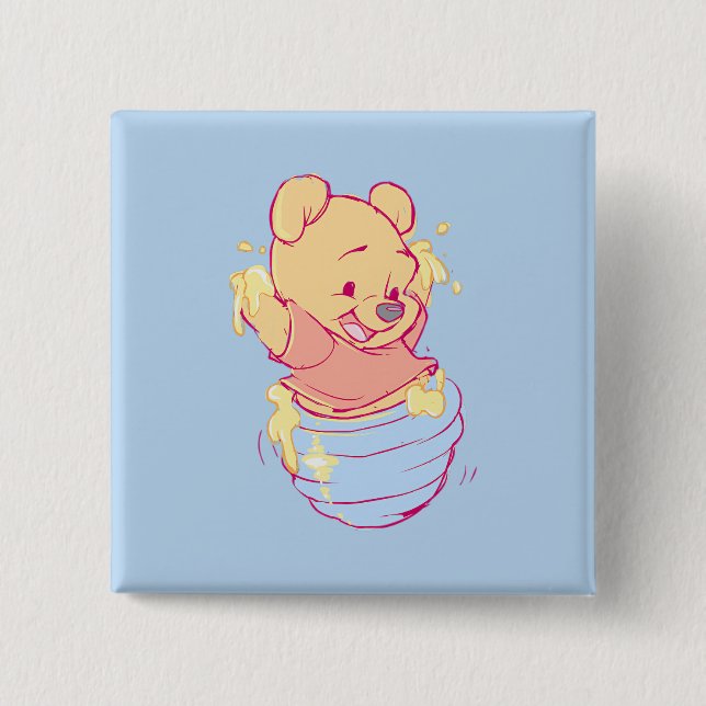 Bóton Quadrado 5.08cm Botão Pooh (Frente)