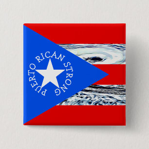 Bóton Quadrado 5.08cm Botão porto-riquenho da bandeira do furacão fort