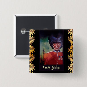 Bóton Quadrado 5.08cm Botão Poster de Londres
