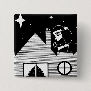 Bóton Quadrado 5.08cm Botão preto e branco do Natal do boneco de neve