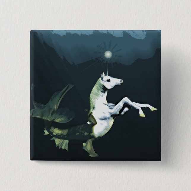 Bóton Quadrado 5.08cm Botão Profundo no mar (Frente)