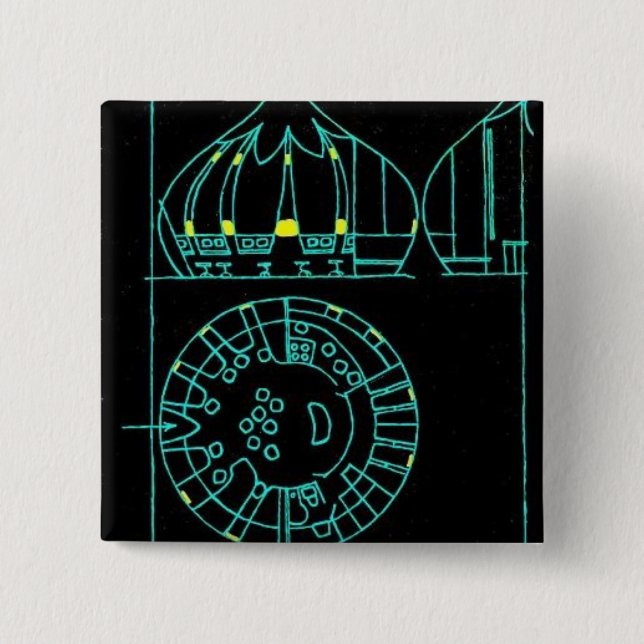 Bóton Quadrado 5.08cm Botão quadrado (Frente)